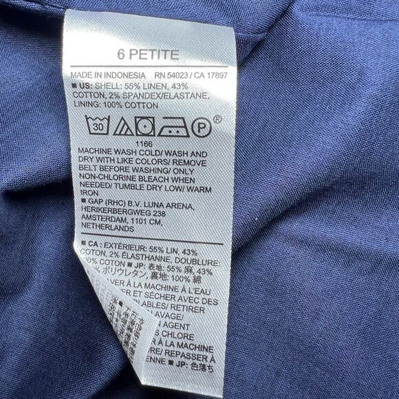 Banana Republic Factory Linen Blend Button Midi Dress Size 6 Blue Casual Preppy - Picture 6 of 6